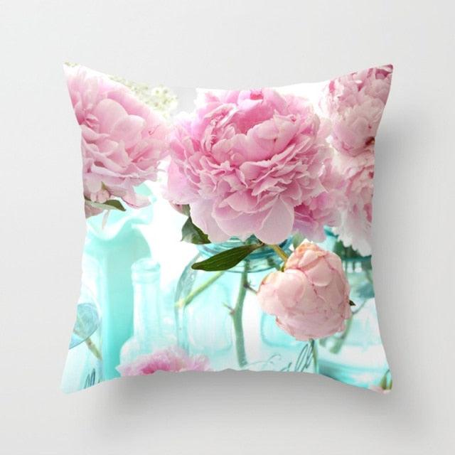New Velvet Cushion Cover Pillowcase Colorful Flower Cushion Sunflower Rose Mediterranean Pillow Case Decor Sofa Throw Pillows Room 45x45CM