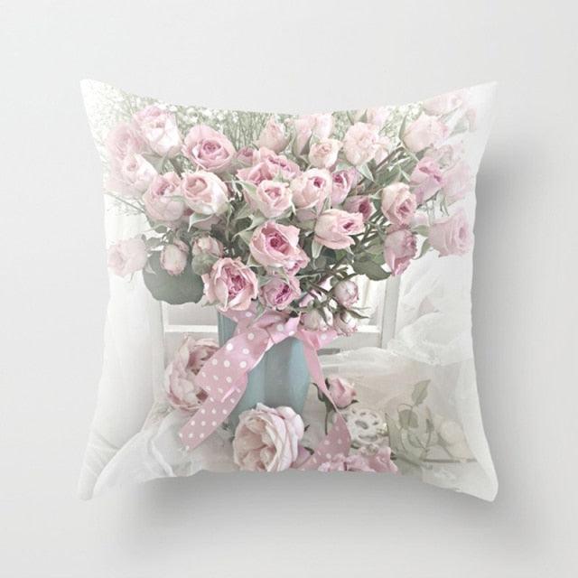 New Velvet Cushion Cover Pillowcase Colorful Flower Cushion Sunflower Rose Mediterranean Pillow Case Decor Sofa Throw Pillows Room 45x45CM