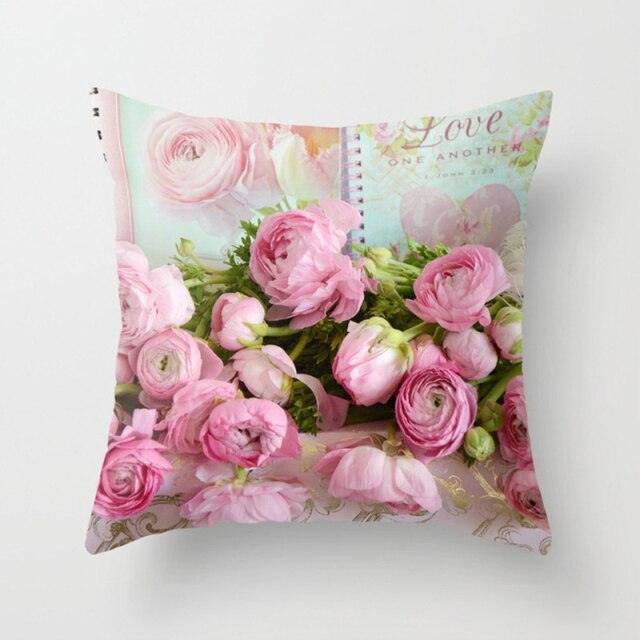New Velvet Cushion Cover Pillowcase Colorful Flower Cushion Sunflower Rose Mediterranean Pillow Case Decor Sofa Throw Pillows Room 45x45CM