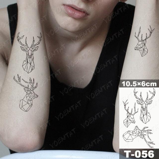 New Waterproof Temporary Tattoo Sticker Deer Animal Flash Tatoo Black Line Body Art Small Decorative Design For Womens Boys