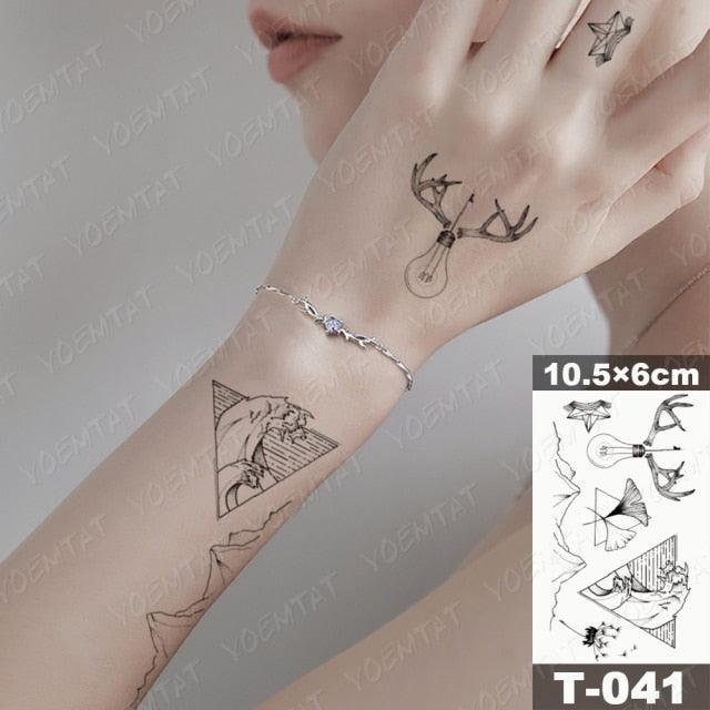 New Waterproof Temporary Tattoo Sticker Deer Animal Flash Tatoo Black Line Body Art Small Decorative Design For Womens Boys