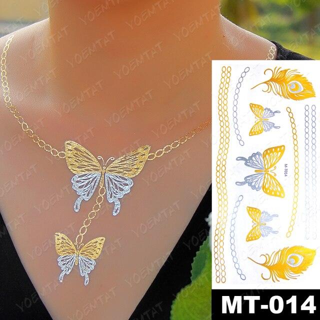 New Waterproof Temporary Tattoo Sticker Golden Silver Flower Jewelry Flash Fashion Different Design Tattoos For Womens