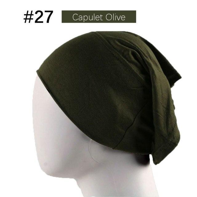 New Winter Autumn Soft Solid Color Inner Hijab  Cap Lightweight Muslim Turban Elegant Hijab Caps Hat Islam Under Scarf  Undercap Bonnet Color Soft Jersey Stretch Hijab's Tube Cap Hat Hijab Bonnet Muslim Women Scarf Turbans Head For Women