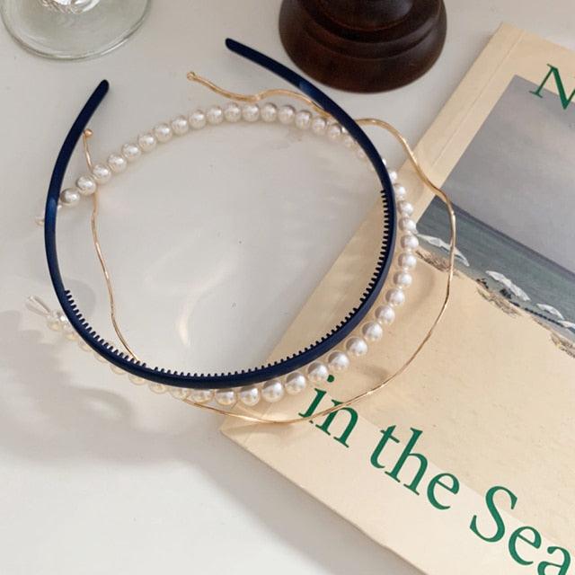 New Women Elegant Full Pearls Simple Hairbands Sweet Headband Hair Hoops Holder Ornament Head Band Lady Fashion Hair Accessories