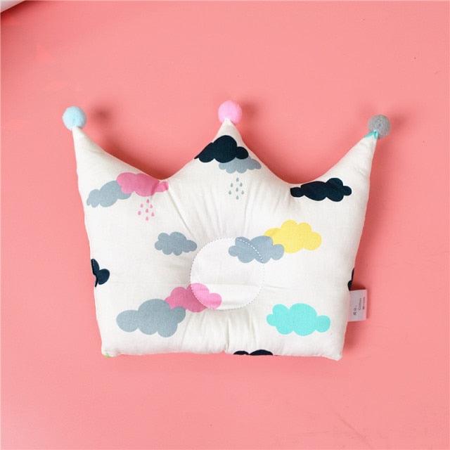 Newborn Baby Shaping Pillow Cute Crown Shape Backrest Cushion Anti-head Correction Bed Neck Support Pillows Baby Pillow Baby Bedding Air Mesh Organic Cotton Soft Baby Pillow Newborn Anti Flat Head Syndrome for Crib Cot Baby Pillow