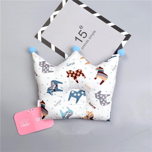 Newborn Baby Shaping Pillow Cute Crown Shape Backrest Cushion Anti-head Correction Bed Neck Support Pillows Baby Pillow Baby Bedding Air Mesh Organic Cotton Soft Baby Pillow Newborn Anti Flat Head Syndrome for Crib Cot Baby Pillow