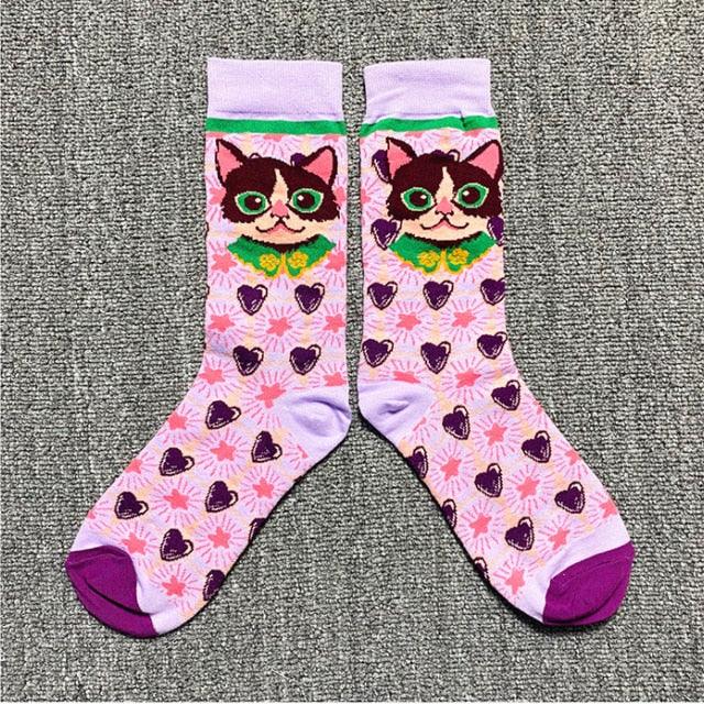 Occident Fashion Colorful Print Socks Women with Mushroom Spring Woman Socks Breathable Cotton Socks For Women