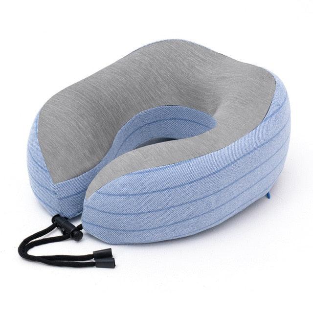 Outdoor Neck Support Pillow Headrest Travel Folding Slow Rebound Journey Trip Cushion Memory Foam Travel Pillow Neck Pillow, Ideal for Airplane Travel Comfortable Lightweight Improved Support Design Machine Washable Cover Must Have Travel Accessories