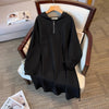 Oversized Half-Zip Hoodie Dress | Plus Size Midi Sweatshirt Dress(MS196)