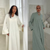 Oversized V-Neck Abaya with Pockets | Solid Color Maxi Dress with Wide Cuffs(MA331)