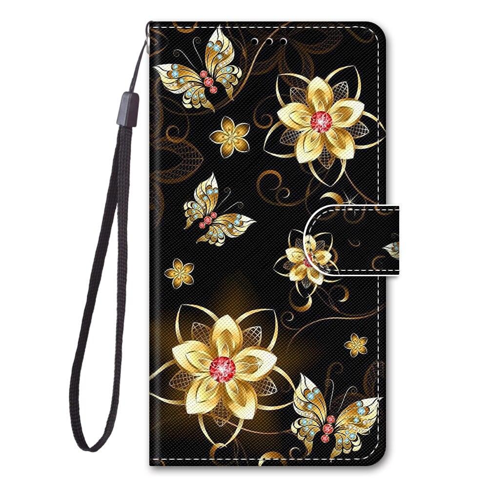 Painted Leather Flip Phone Case For Xiaomi Redmi 8 9 9A 9C 9T Redmi 10 Lion Cat Butterfly Wallet Card Holder Stand Book Cover Colorful PU Leather Wallet Flip Cover Shockproof Card Slots Holder Side Pocket Magnetic Closure Stylish Case