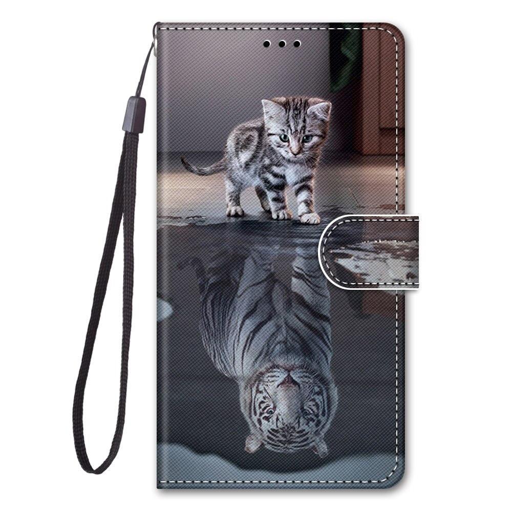 Painted Leather Flip Phone Case For Xiaomi Redmi 8 9 9A 9C 9T Redmi 10 Lion Cat Butterfly Wallet Card Holder Stand Book Cover Colorful PU Leather Wallet Flip Cover Shockproof Card Slots Holder Side Pocket Magnetic Closure Stylish Case