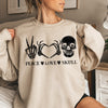 Peace Love Skull Vintage Halloween Cozy Premium Cotton Polyester Blend Soft Warm Sweatshirt