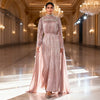 Pearl & Crystal Beaded Pleated Chiffon Maxi Gown(MA441)