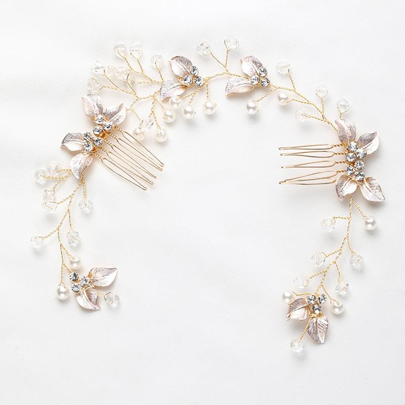 Pearl Leaf Comb Headband Hair Accessories For Women Tiara Headband Wedding Accessories Headband on the head Gorgeous Hair Accessories For Women