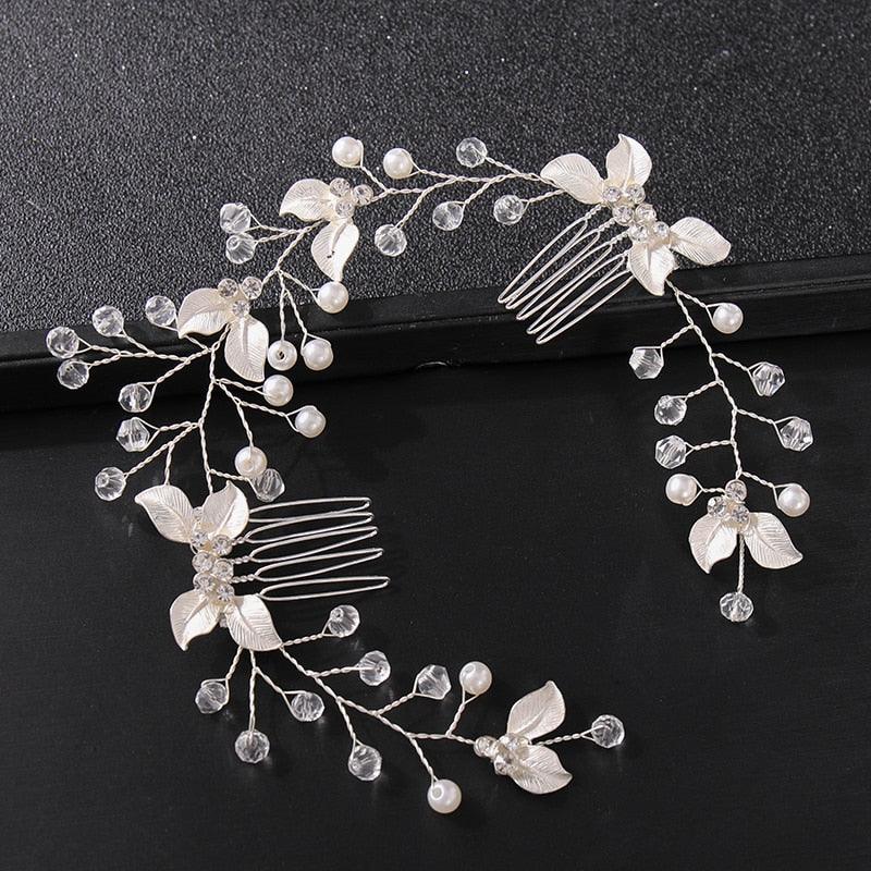 Pearl Leaf Comb Headband Hair Accessories For Women Tiara Headband Wedding Accessories Headband on the head Gorgeous Hair Accessories For Women