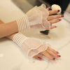 Pearl Trim Organza Ruffle Cuff Sleeves (MAC424)