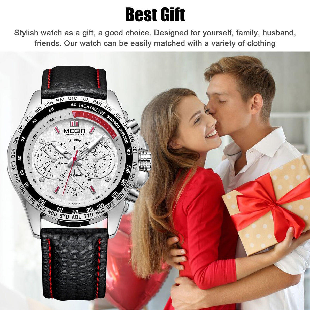 Waterproof Durable MEGIR Men's Stainless Steel Analog Sports Quartz Wrist Watch