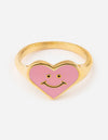 Pink Enamel Smiley Heart Ring