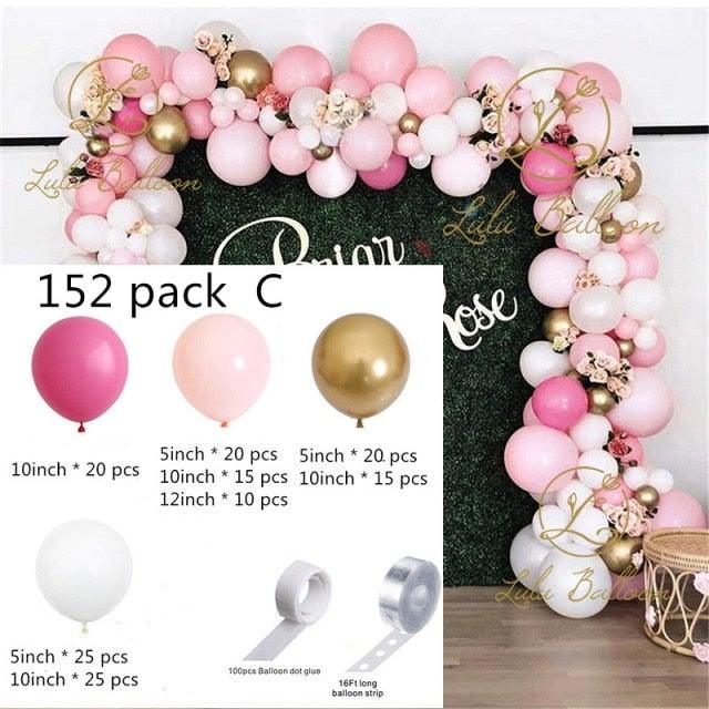 Pink White And Gold Balloon Garland Arch Kit For Bridal Shower Wedding Decors Baby Shower Party Decoration For Girls Birthday