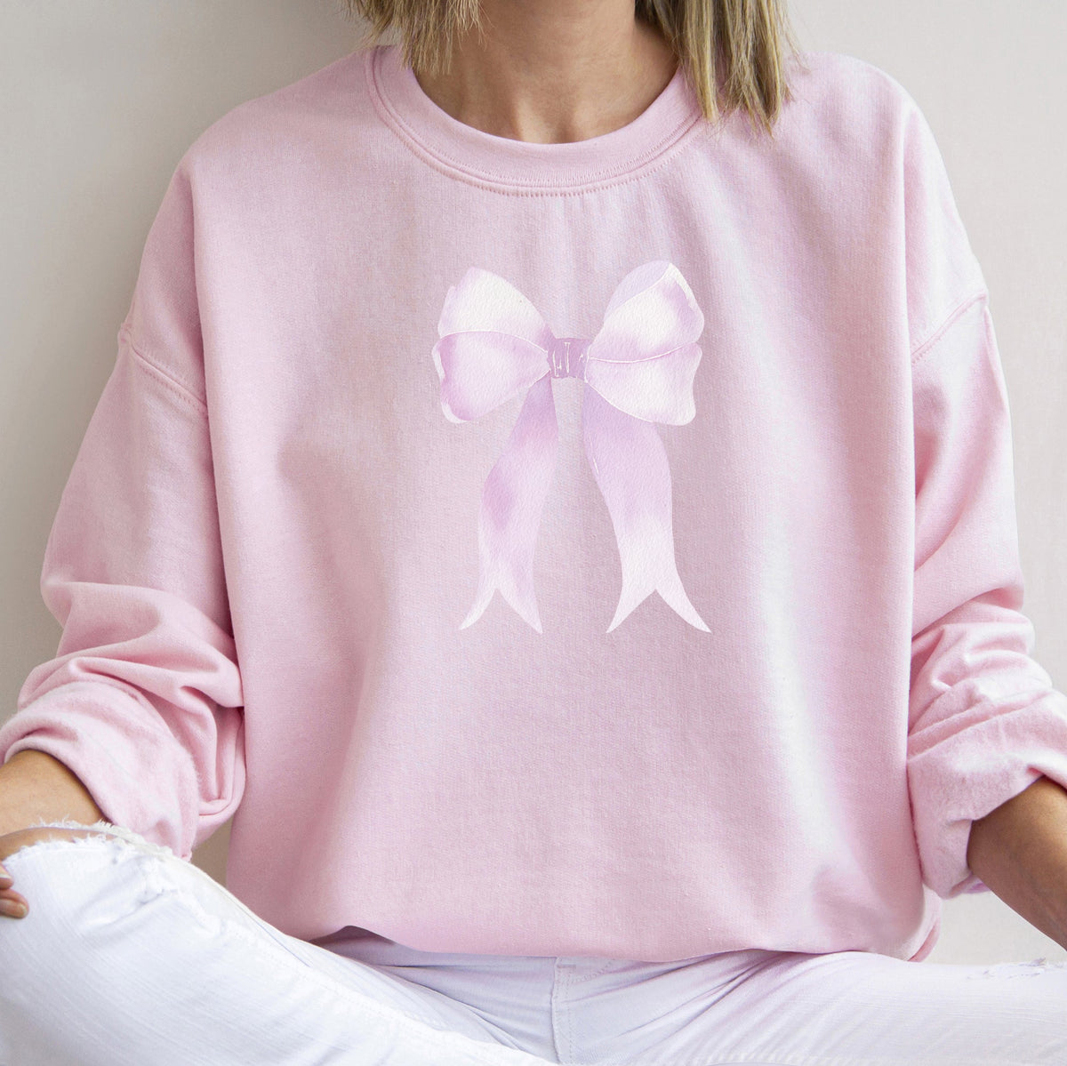 Pink Ribbon Coquette Bow Valentine's Day Romantic Ribbon Motif Graphic Sweatshirt