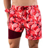 Men’s Premium Compression-Lined Hybrid Shorts – Pink Flamingos