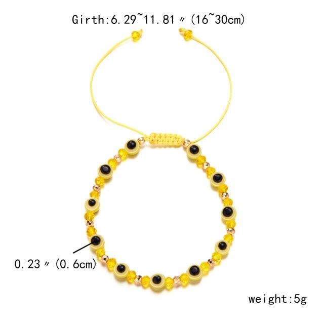 Pinky Promise Blue Bracelet Sets Colorful Crystal Bead Rope Chain Lucky Couple Bracelets Colorful Eye Bracelets Handmade Braided Rope Bracelets For Women Friendship Charm Jewelry