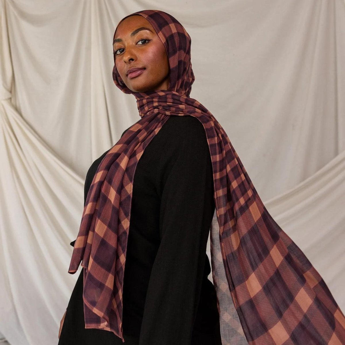 Plaid & Houndstooth Hijab Scarf (MH213)