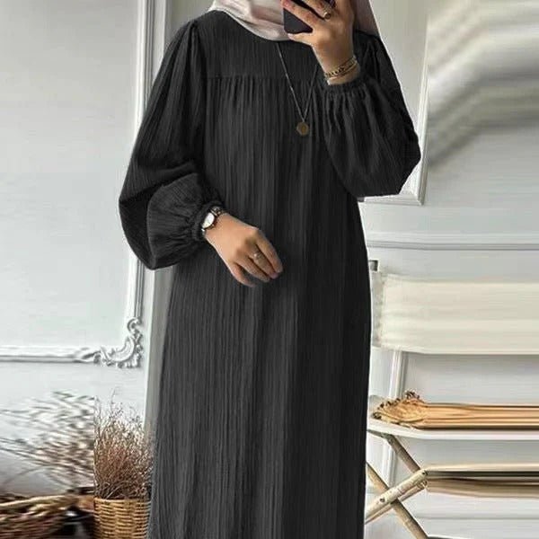 Pleated Ruffled Hem Abaya (MA112)