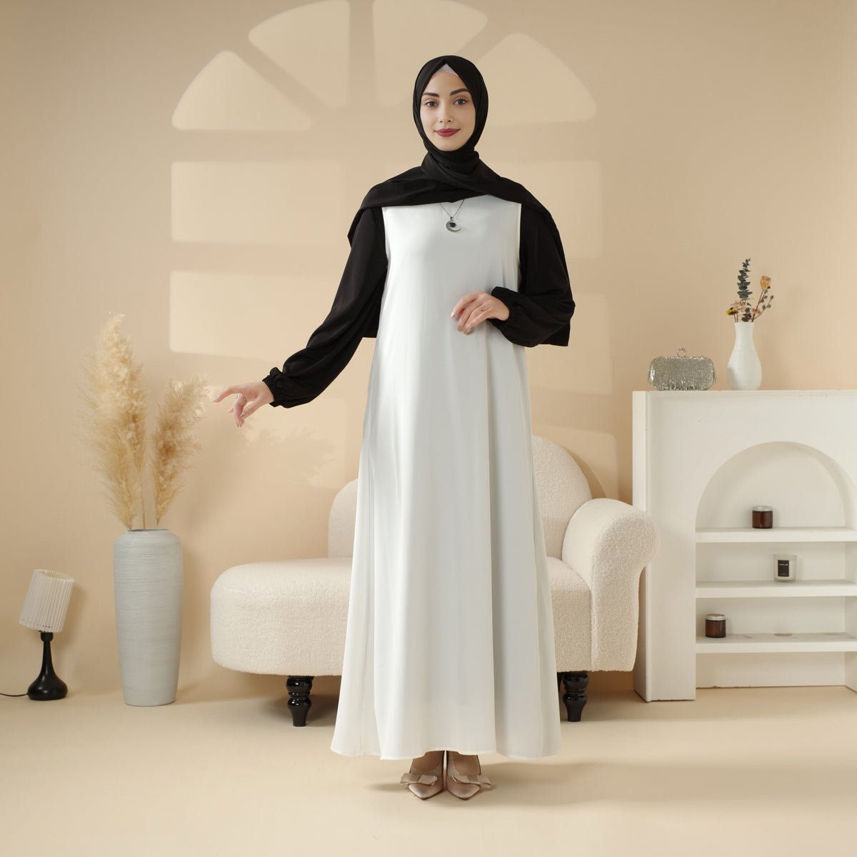 Premium Ribbon Sleeve Abaya: An Elegant Four-piece Abaya Set (MOA105)
