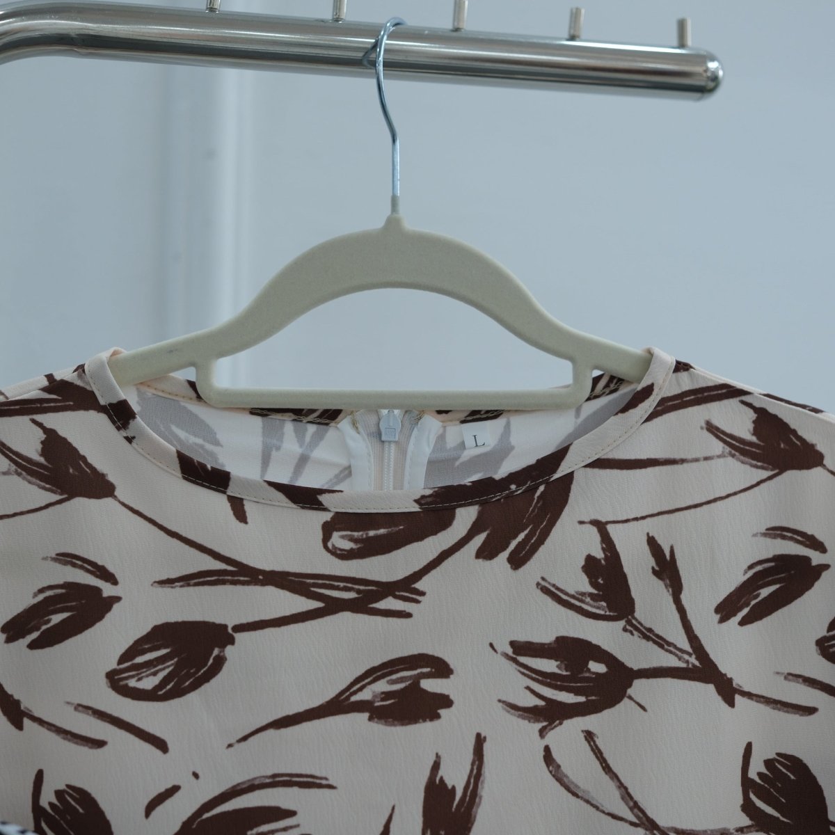 Printed Washed-Crinkle Bell Sleeve Maxi Dress(MS474)