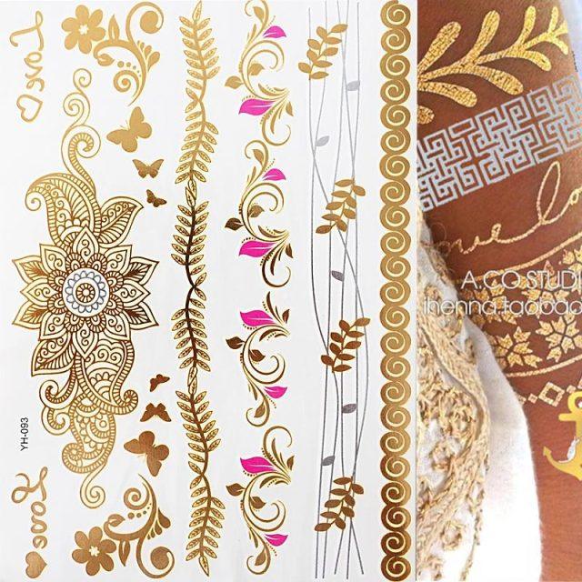 Body Tattoo Art Painting Stickers Glitter Gold Silver Temporary Waterproof Nontoxic Long Lasting Tattoos