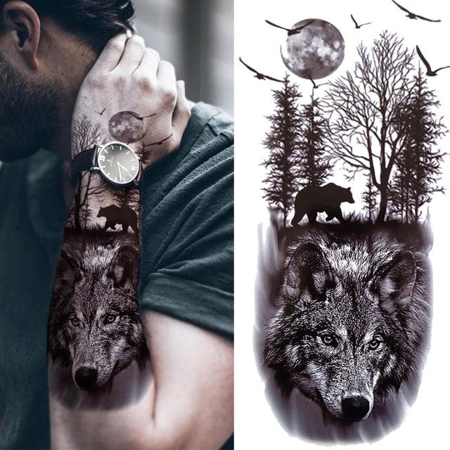 Realistic Full Arm Temporary Tattoos Sleeve Fake Tatoos Warrior Lion Tiger Flower Waterproof Tattoo Stickers For Womens Mens