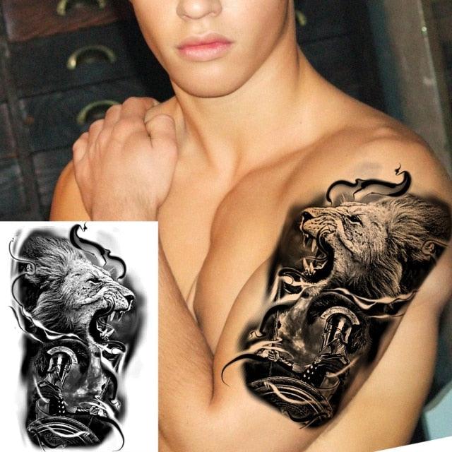 Big Black Tiger Tattoos Waterproof Leopard Tatoos Large Monster Body Arm Legs Tattoo Cool Tiger Face Temporary Tattoos For Women Men