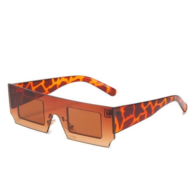 Rectangle Sunglasses for Women Retro Trendy Fashion Glasses Oval Lenses Narrow Thin Square Frame with UV400 Protection Decent Contrast Color Slice Box Style Glasses In Ocean Color  Sunglasses For Men & Women