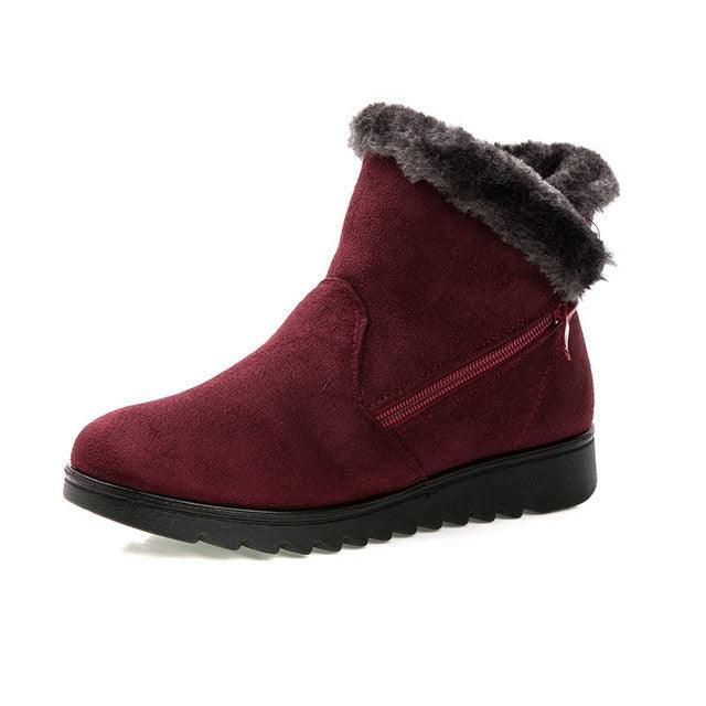 Beautiful Red Womens Ankle Boots New Fashion Waterproof Platform Winter Warm Snow Boots Outdoor Warm Mid-Calf Boot Non-Slip Water Resistant Winter Cold Weather Elegant Shoes