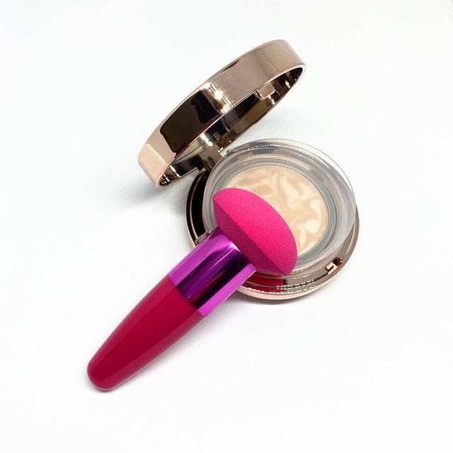 Professional Women Beauty Sponge Mushroom Head Powder Puff With Handle Smooth Shaped Make Up Colorful Sylish Design