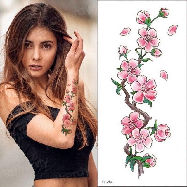Purple 3D Flower Tattoos Waterproof Luxury Tattoo Rose Lotus Flower Body Art Fashion Stickers For Womens