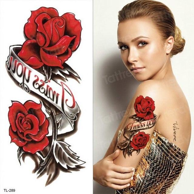 Purple 3D Flower Tattoos Waterproof Luxury Tattoo Rose Lotus Flower Body Art Fashion Stickers For Womens