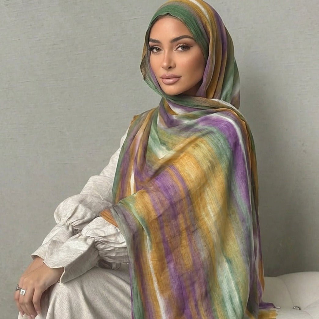 Rayon Gradient Tie-Dye Scarf  | Rayon Gradient Hijab (MH216)