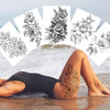 Realistic Big Flower Temporary Waterproof Sticker Tattoos For Body Painting Arm Legs Fake Black Rose Tattoos For Womens