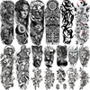 Realistic Full Arm Temporary Tattoos Sleeve Fake Tatoos Warrior Lion Tiger Flower Waterproof Tattoo Stickers For Womens Mens