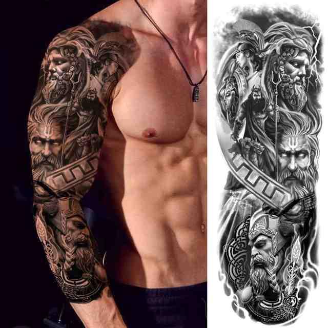 Realistic Full Arm Temporary Tattoos Sleeve Fake Tatoos Warrior Lion Tiger Flower Waterproof Tattoo Stickers For Womens Mens