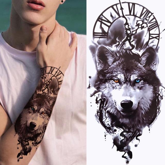 Realistic Full Arm Temporary Tattoos Sleeve Fake Tatoos Warrior Lion Tiger Flower Waterproof Tattoo Stickers For Womens Mens