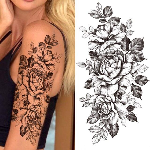 Realistic Full Arm Temporary Tattoos Sleeve Fake Tatoos Warrior Lion Tiger Flower Waterproof Tattoo Stickers For Womens Mens
