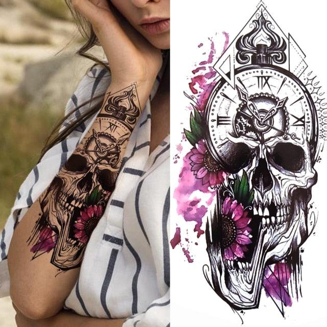 Realistic Full Arm Temporary Tattoos Sleeve Fake Tatoos Warrior Lion Tiger Flower Waterproof Tattoo Stickers For Womens Mens