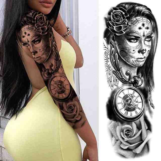 Realistic Full Arm Temporary Tattoos Sleeve Fake Tatoos Warrior Lion Tiger Flower Waterproof Tattoo Stickers For Womens Mens