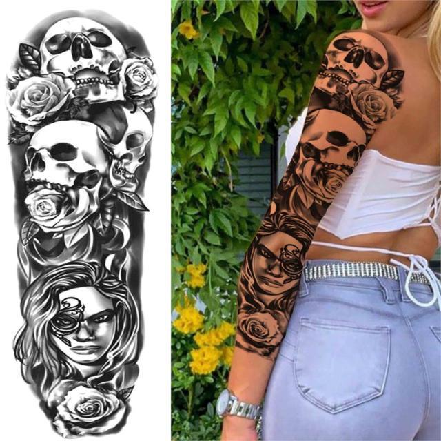 Realistic Full Arm Temporary Tattoos Sleeve Fake Tatoos Warrior Lion Tiger Flower Waterproof Tattoo Stickers For Womens Mens