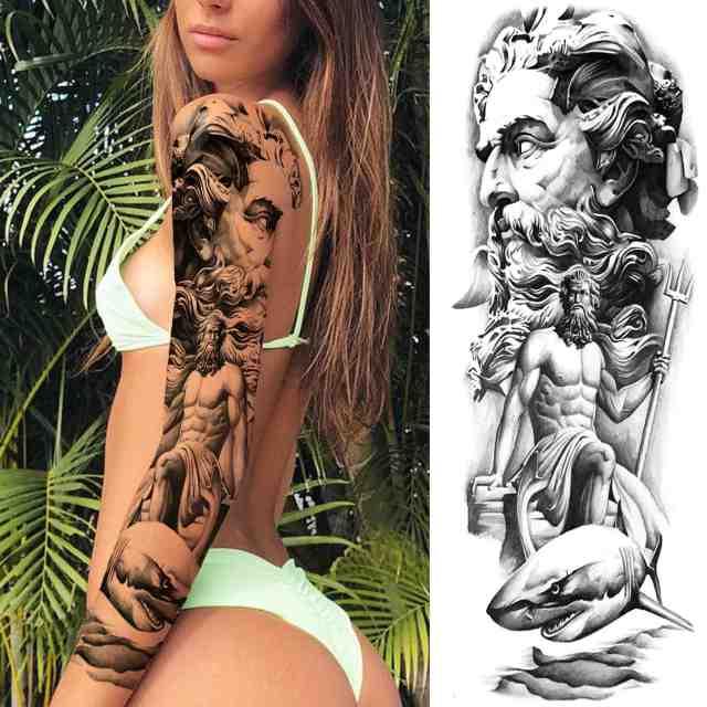 Realistic Full Arm Temporary Tattoos Sleeve Fake Tatoos Warrior Lion Tiger Flower Waterproof Tattoo Stickers For Womens Mens
