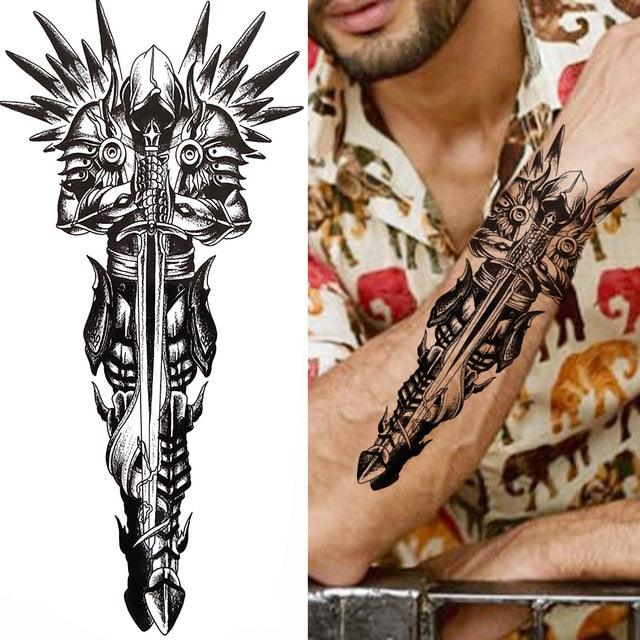 Realistic Full Arm Temporary Tattoos Sleeve Fake Tatoos Warrior Lion Tiger Flower Waterproof Tattoo Stickers For Womens Mens